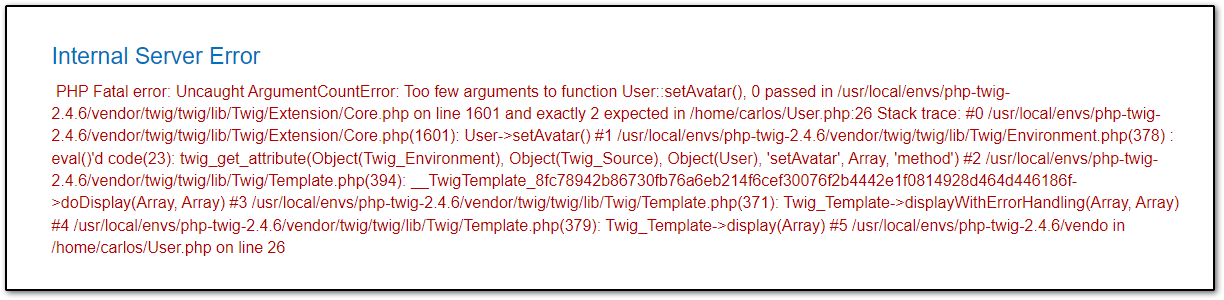 Internal Server Error, PHP fatal error: Too few arguments